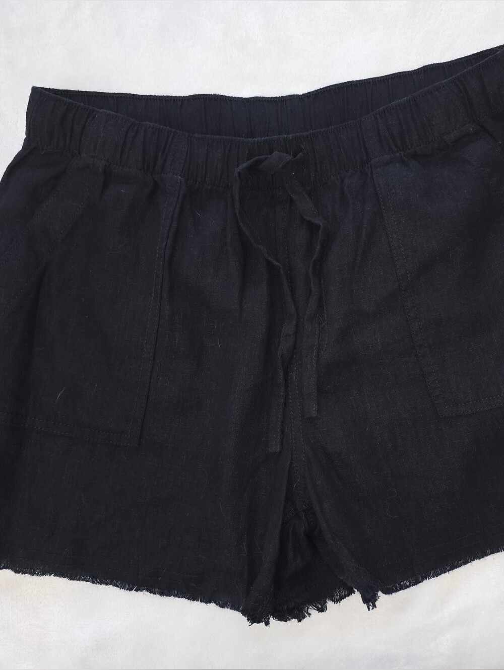 a.n.a Medium Black Drawstring Linen Shorts Pockets In Front & Back New W/ Tags